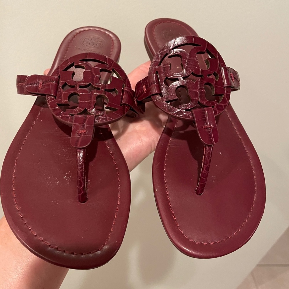 Tory Burch Burgundy / Maroon Claret Croc Miller’s